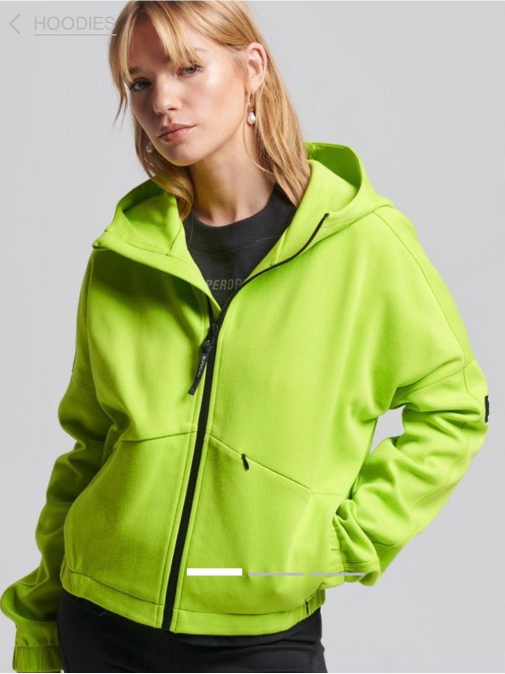 Superdry Code Tech Zip Hoodie w/ Pockets Women US 10, chartreuse
